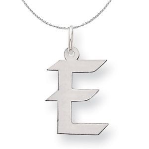 Silver Karlie Collection Block Initial Charm Letter E Necklace - 20 In